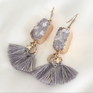 Agate Stone Inspired Dreams of Provence Tassel Earrings